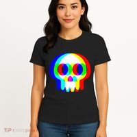 Skull Trippy Vaporwave Halloween Techno Rave Edm Party Women's T-Shirt thumb 4