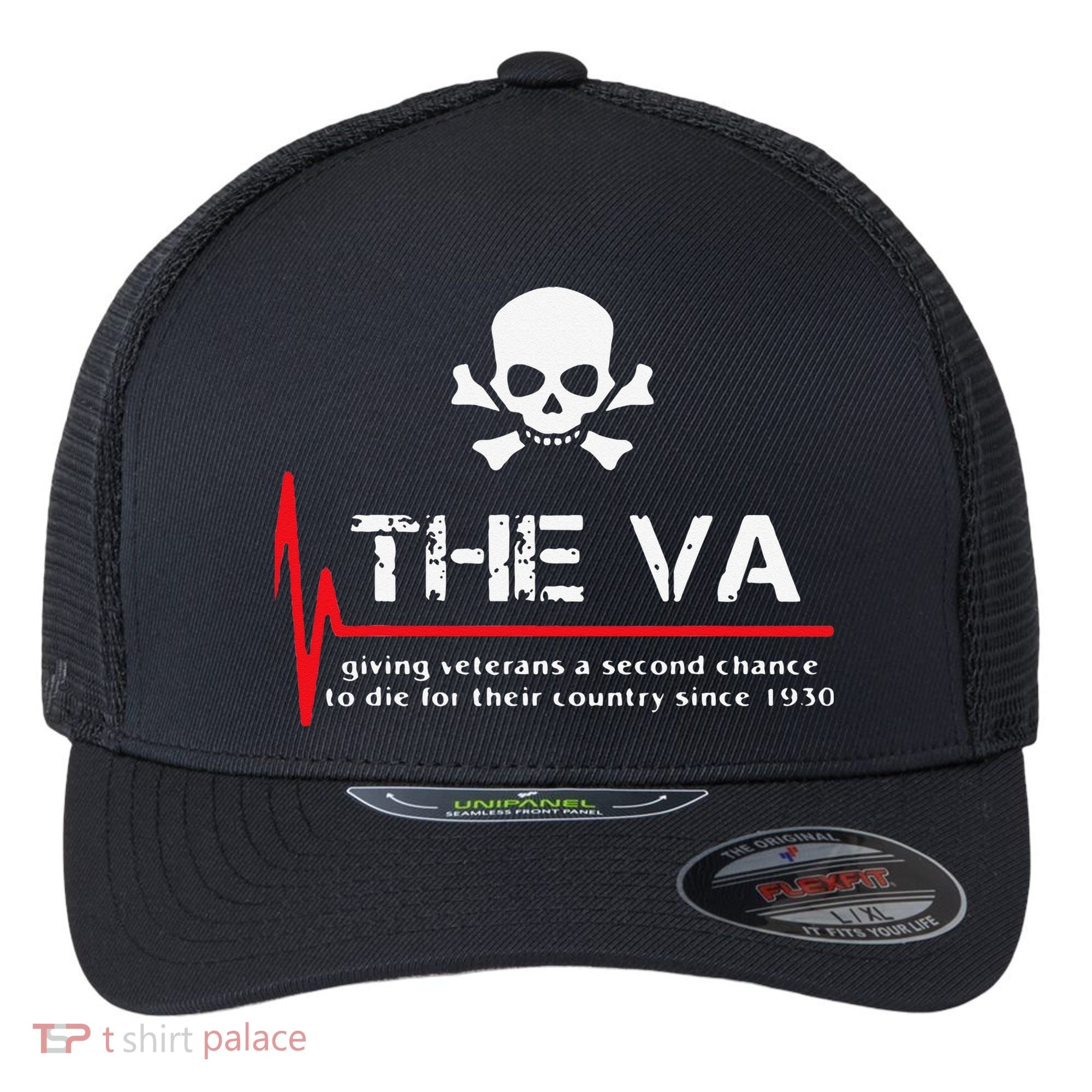 Skull The VA Giving Veterans A Second Chance Flexfit Unipanel Trucker Cap