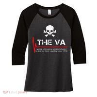 Skull The VA Giving Veterans A Second Chance Women's Tri-Blend 3/4-Sleeve Raglan Shirt thumb 0