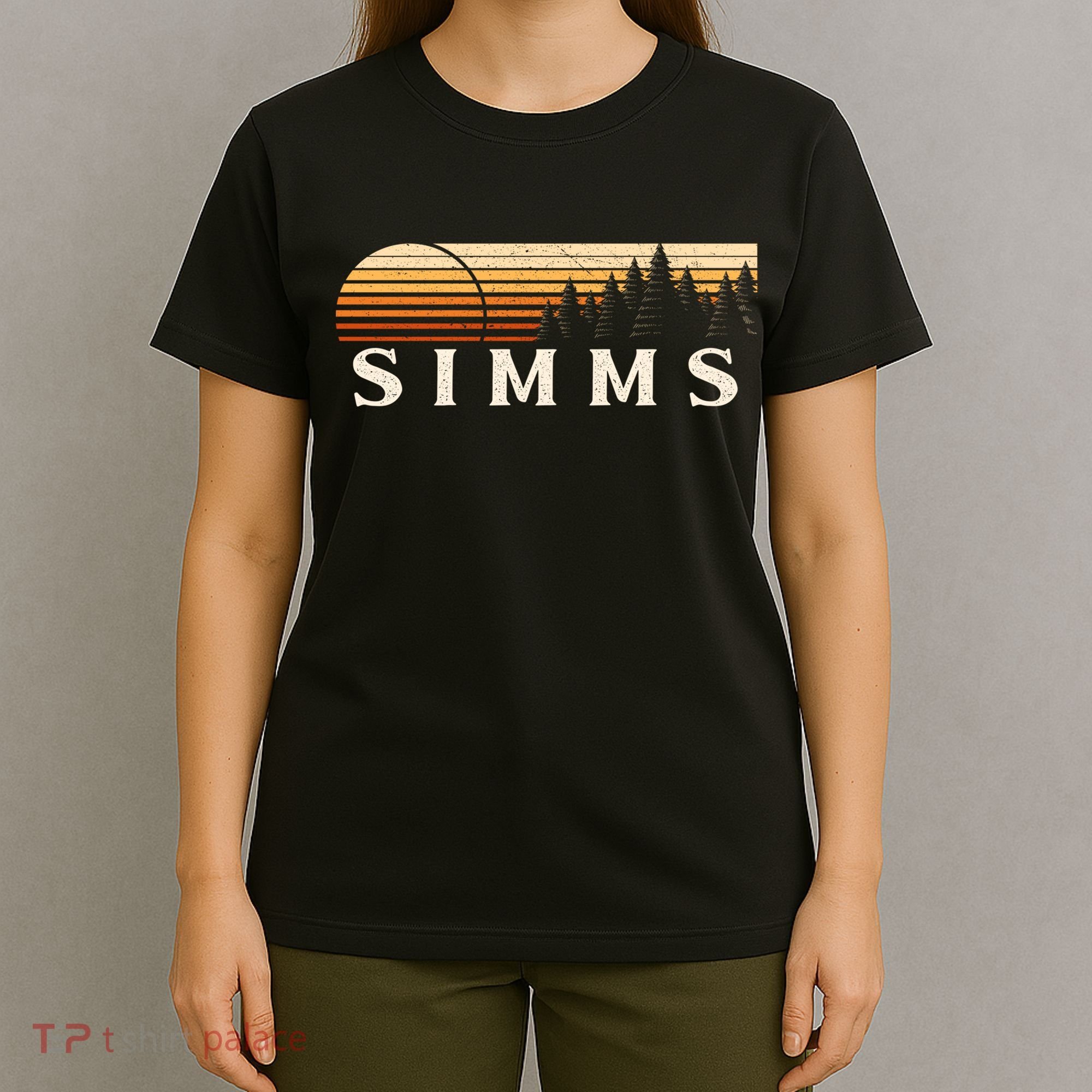 Simms Tx Vintage Evergreen Sunset Eighties Retro T-Shirt