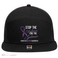 Stop The Violence Domestic Violence Awareness Ribbon Warrior 7 Panel Mesh Trucker Snapback Hat thumb 0