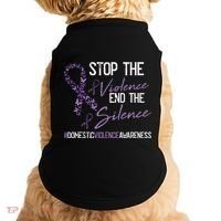 Stop The Violence Domestic Violence Awareness Ribbon Warrior Doggie Tank thumb 0