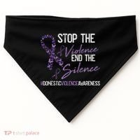 Stop The Violence Domestic Violence Awareness Ribbon Warrior USA-Made Doggie Bandana thumb 0