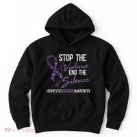 Stop The Violence Domestic Violence Awareness Ribbon Warrior Hoodie thumb 0