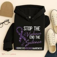 Stop The Violence Domestic Violence Awareness Ribbon Warrior Hoodie thumb 4