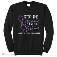 Stop The Violence Domestic Violence Awareness Ribbon Warrior Sweatshirt thumb 0
