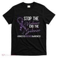 Stop The Violence Domestic Violence Awareness Ribbon Warrior T-Shirt thumb 0