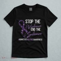 Stop The Violence Domestic Violence Awareness Ribbon Warrior T-Shirt thumb 5