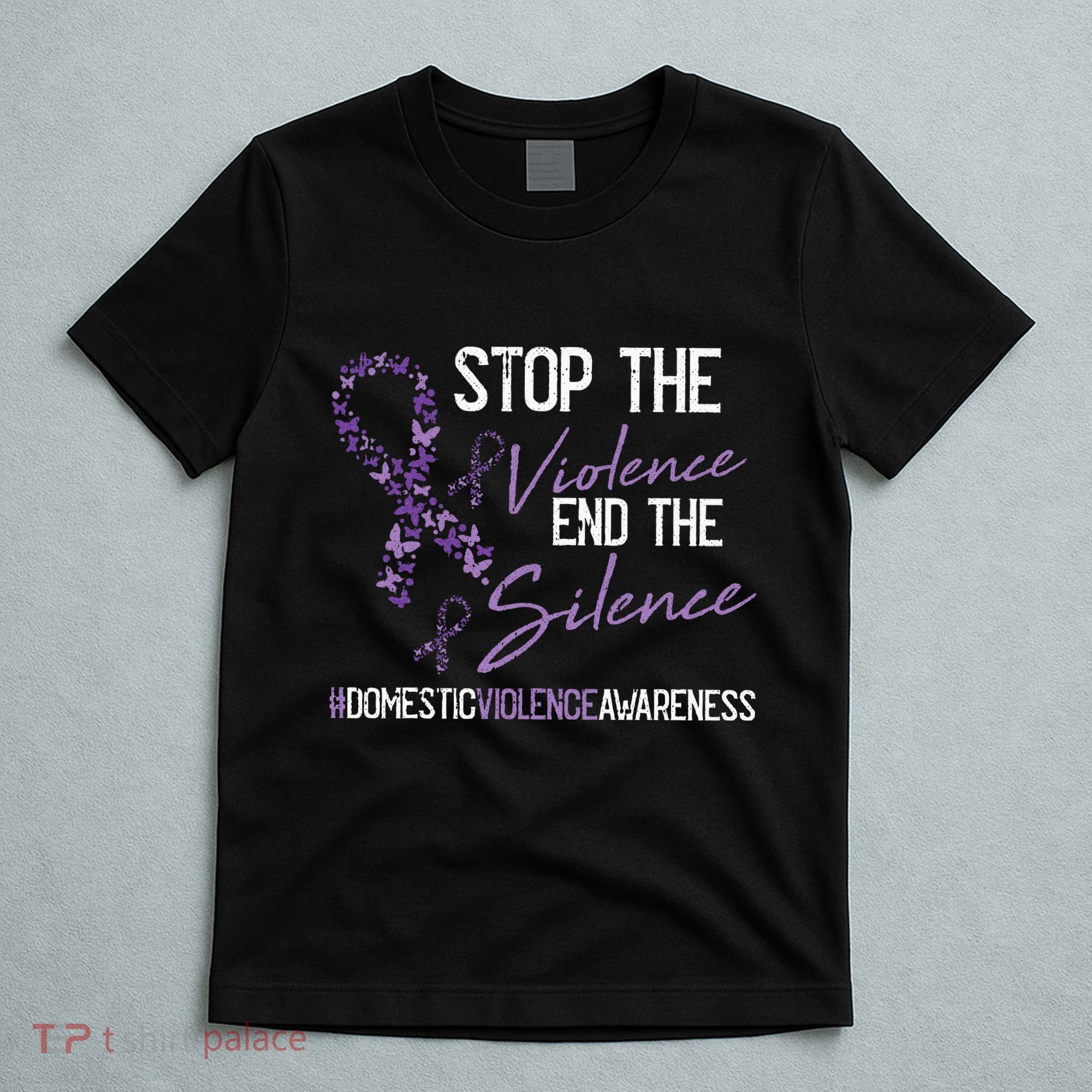Stop The Violence Domestic Violence Awareness Ribbon Warrior T-Shirt