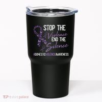 Stop The Violence Domestic Violence Awareness Ribbon Warrior Tumbler thumb 0