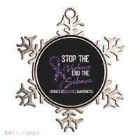 Stop The Violence Domestic Violence Awareness Ribbon Warrior Ornament thumb 0