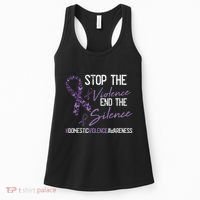 Stop The Violence Domestic Violence Awareness Ribbon Warrior Women's Tank Top thumb 0
