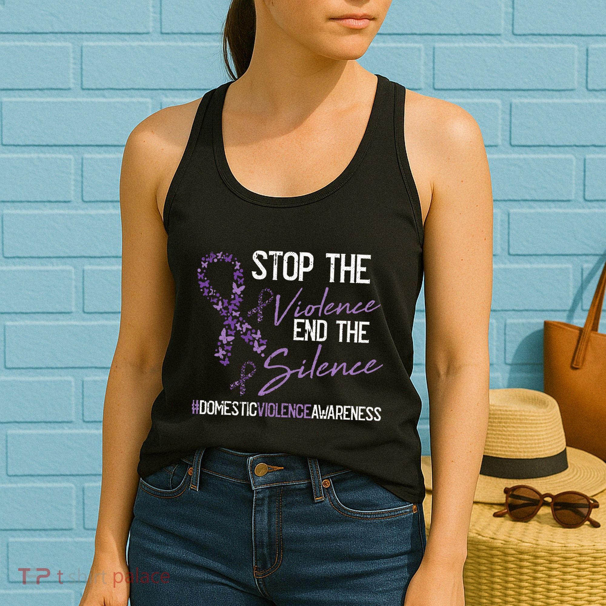 Stop The Violence Domestic Violence Awareness Ribbon Warrior Women's Tank Top