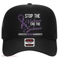 Stop The Violence Domestic Violence Awareness Ribbon Warrior Hat thumb 0