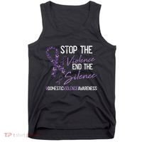 Stop The Violence Domestic Violence Awareness Ribbon Warrior Tank Top thumb 0