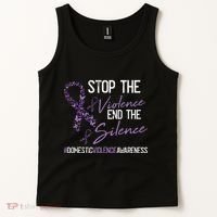 Stop The Violence Domestic Violence Awareness Ribbon Warrior Tank Top thumb 2