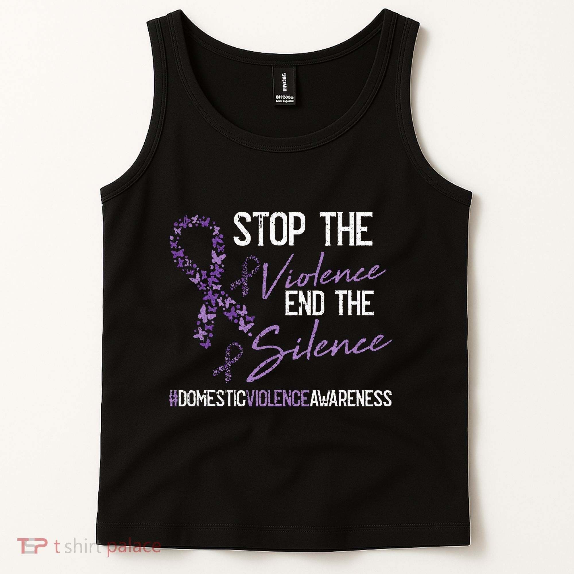 Stop The Violence Domestic Violence Awareness Ribbon Warrior Tank Top