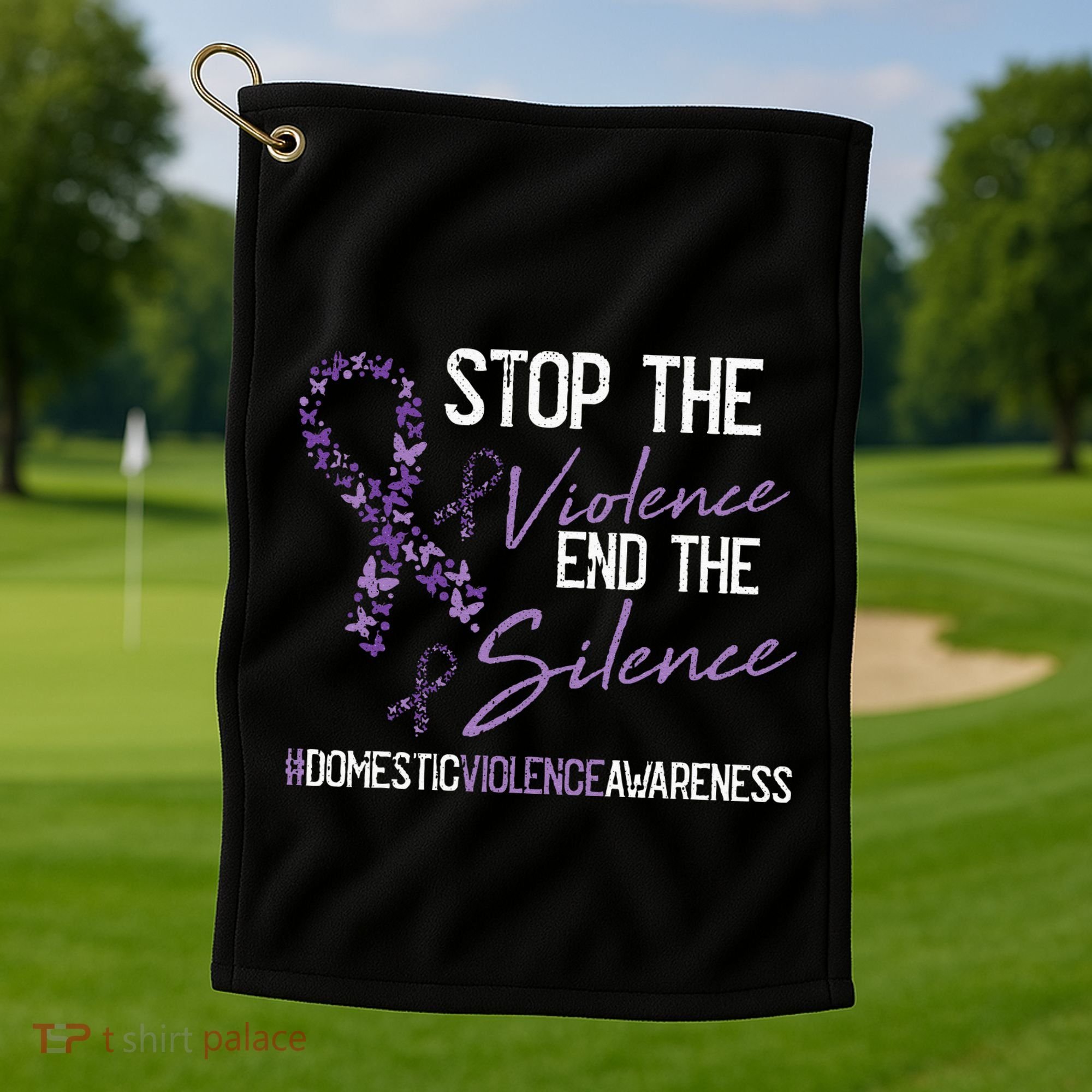 Stop The Violence Domestic Violence Awareness Ribbon Warrior Golf Towel
