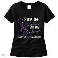 Stop The Violence Domestic Violence Awareness Ribbon Warrior Women's T-Shirt thumb 0