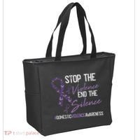 Stop The Violence Domestic Violence Awareness Ribbon Warrior Tote Bag thumb 2