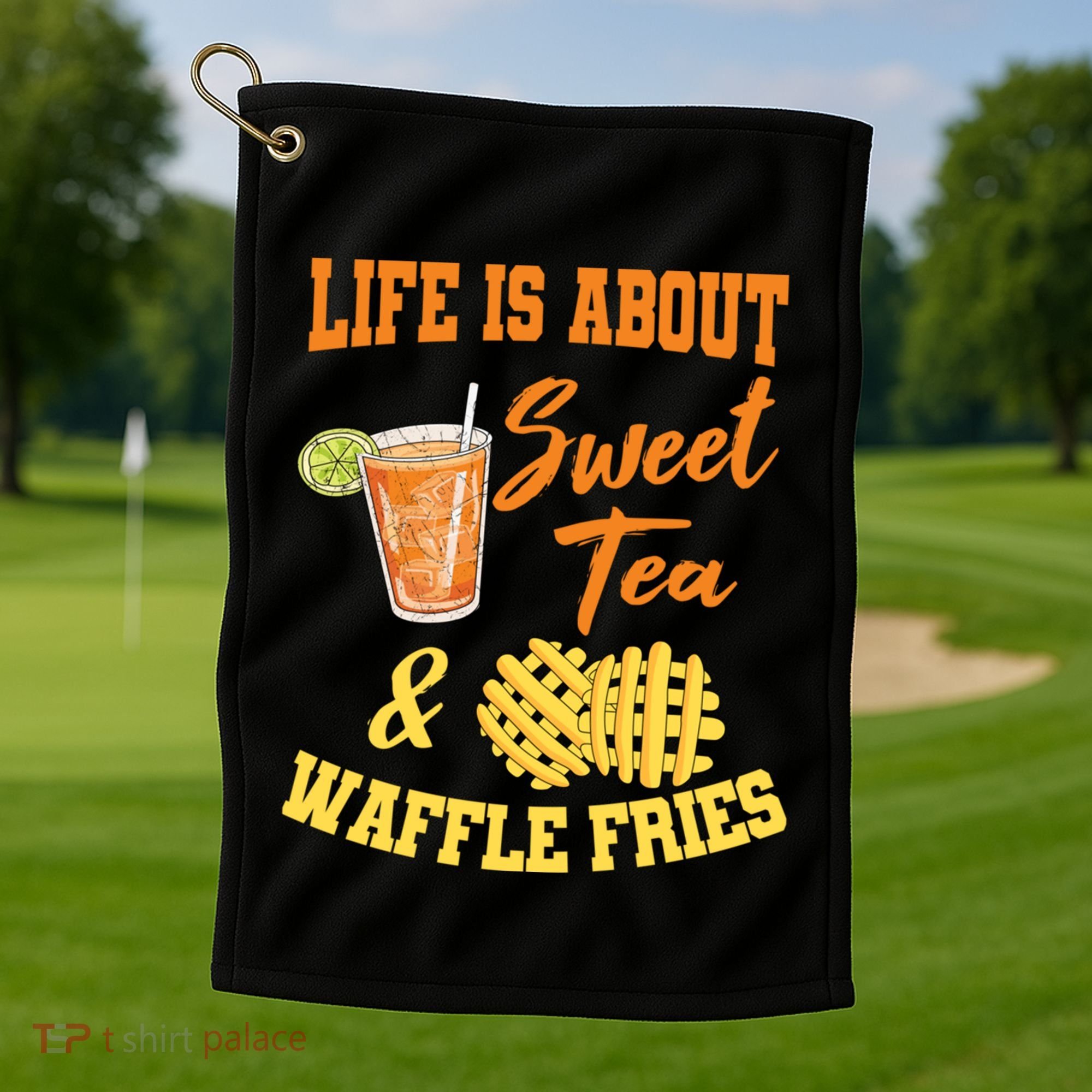Sweet Tea Waffle Fries Enthusiast Sugar Iced Refresht Gift Golf Towel