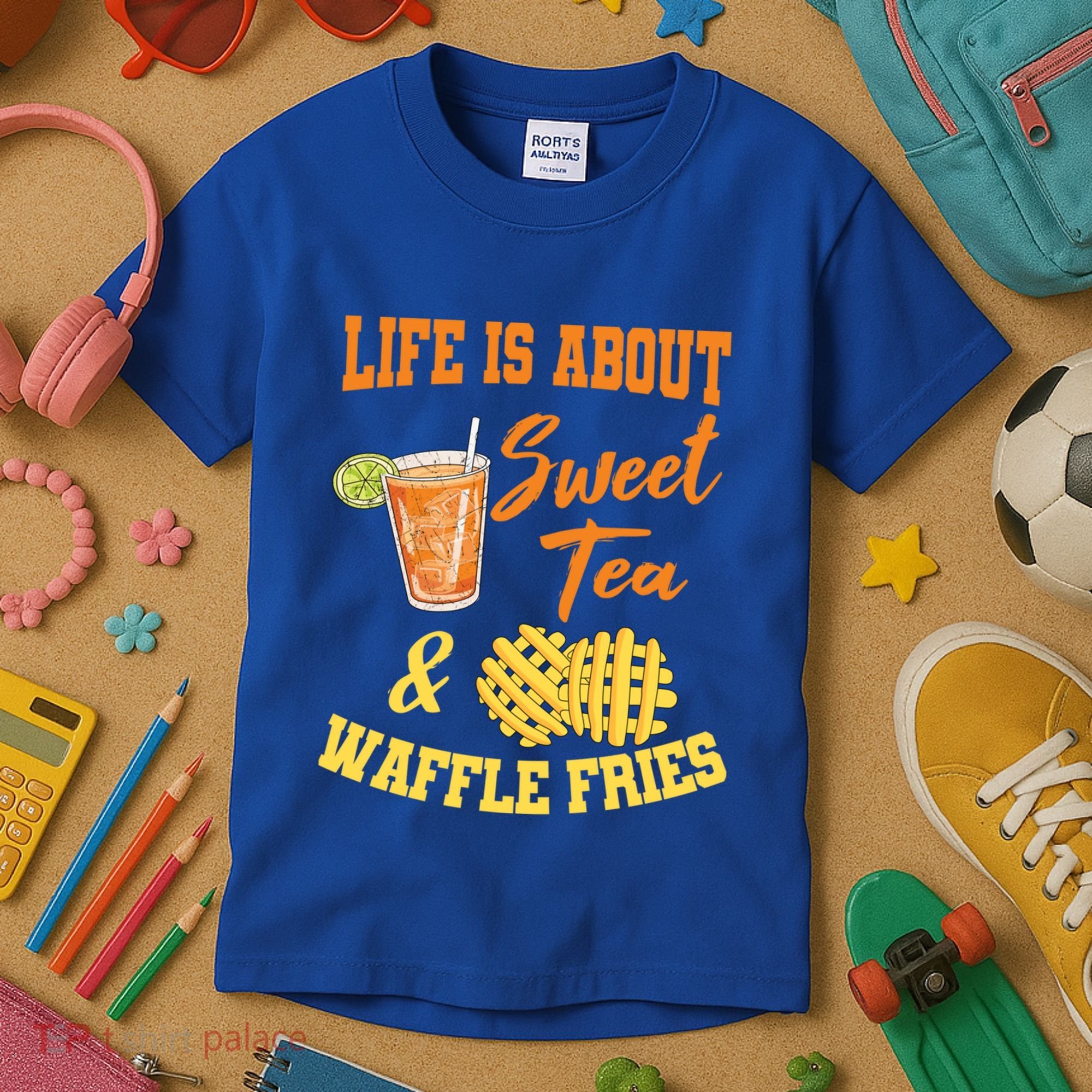 Sweet Tea Waffle Fries Enthusiast Sugar Iced Refresht Gift Kids T-Shirt