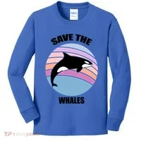 Save The Whales Gift Kids Long Sleeve Shirt thumb 0