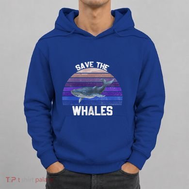 Save The Whales Vintage Ocean Day Whales Gift Hoodie