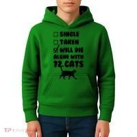Single Taken Will Die Alone With 12 Cats Kids Hoodie thumb 4