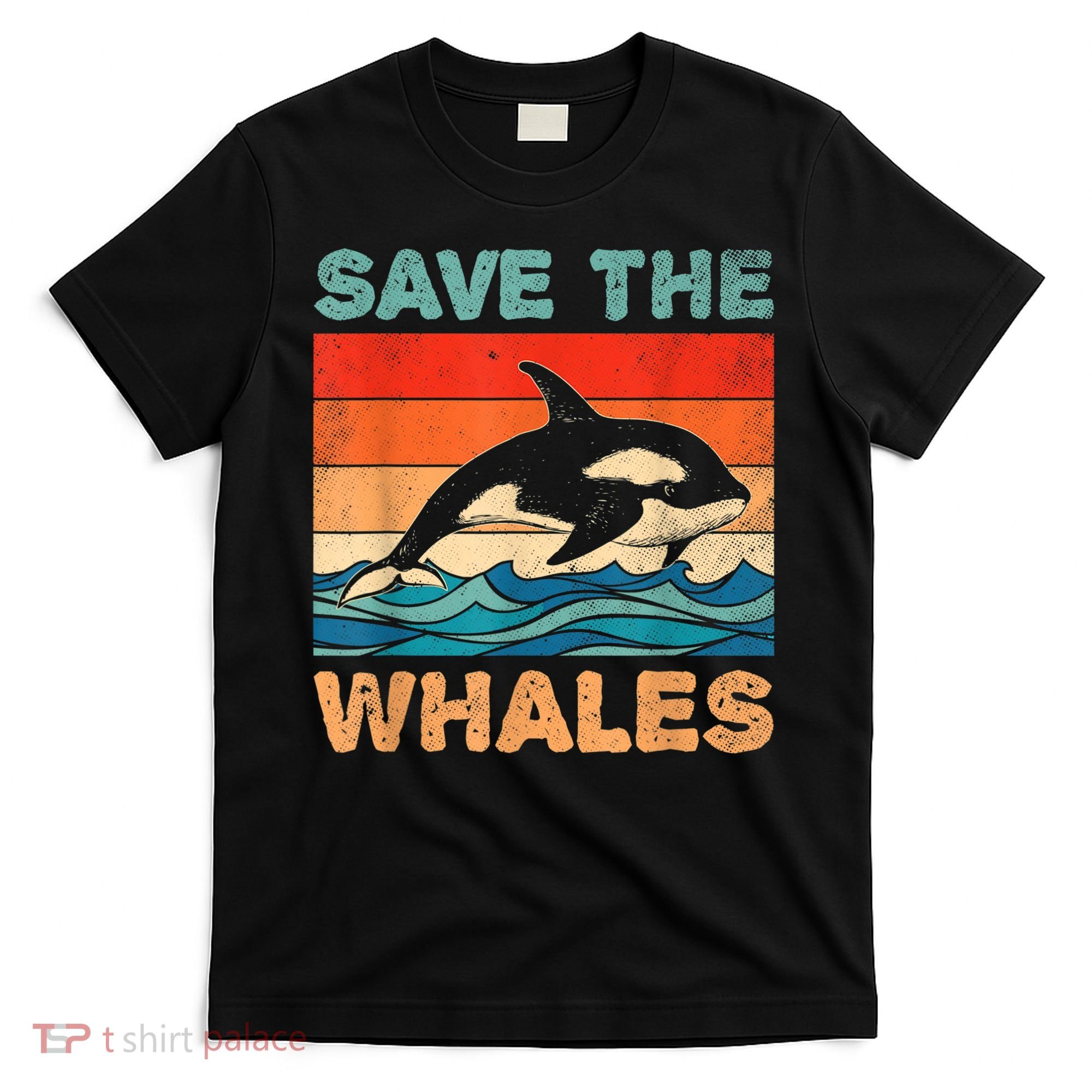 Save The Whales Retro Vintage Orca Whale T-Shirt