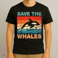 Save The Whales Retro Vintage Orca Whale T-Shirt thumb 3