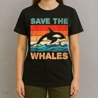 Save The Whales Retro Vintage Orca Whale T-Shirt thumb 4