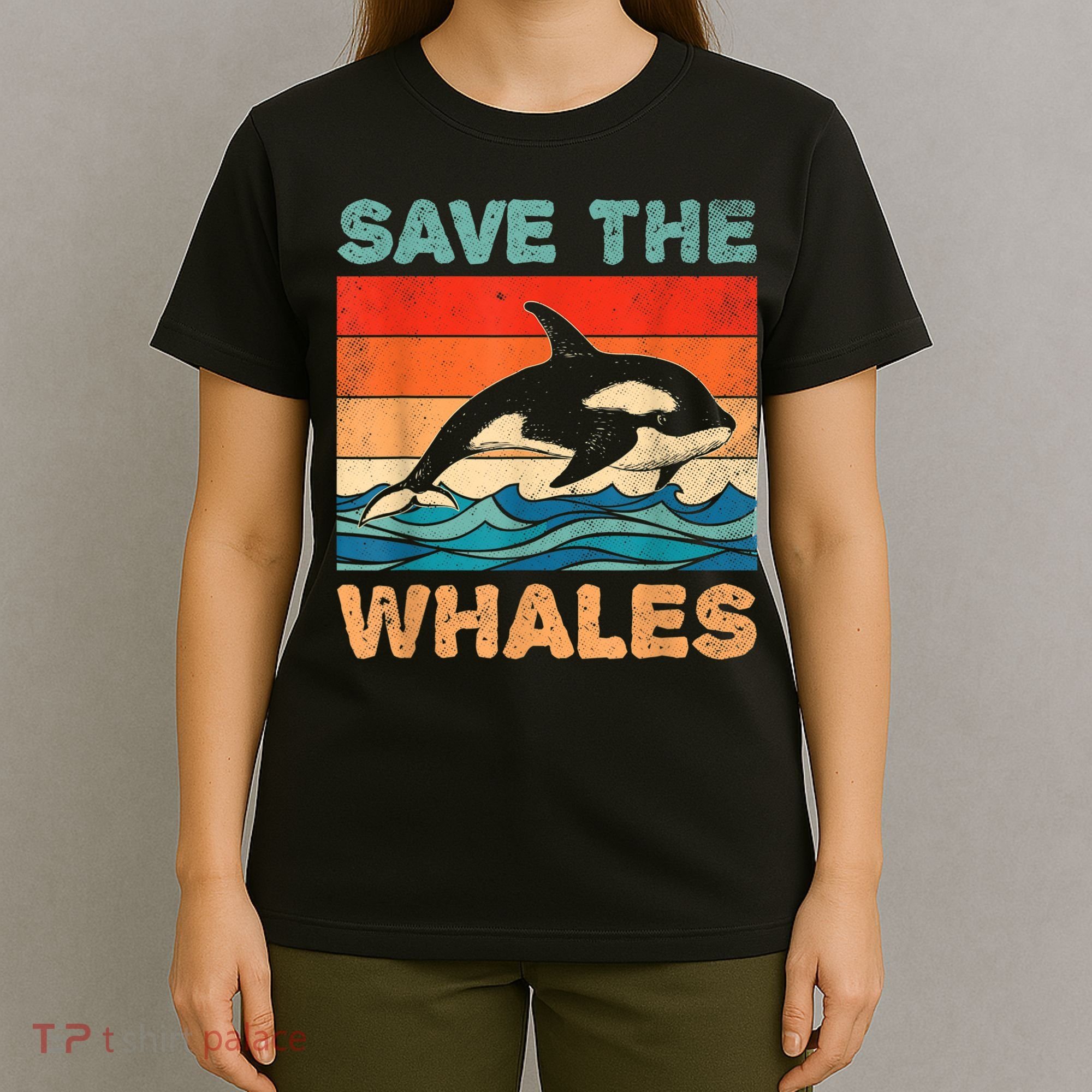 Save The Whales Retro Vintage Orca Whale T-Shirt