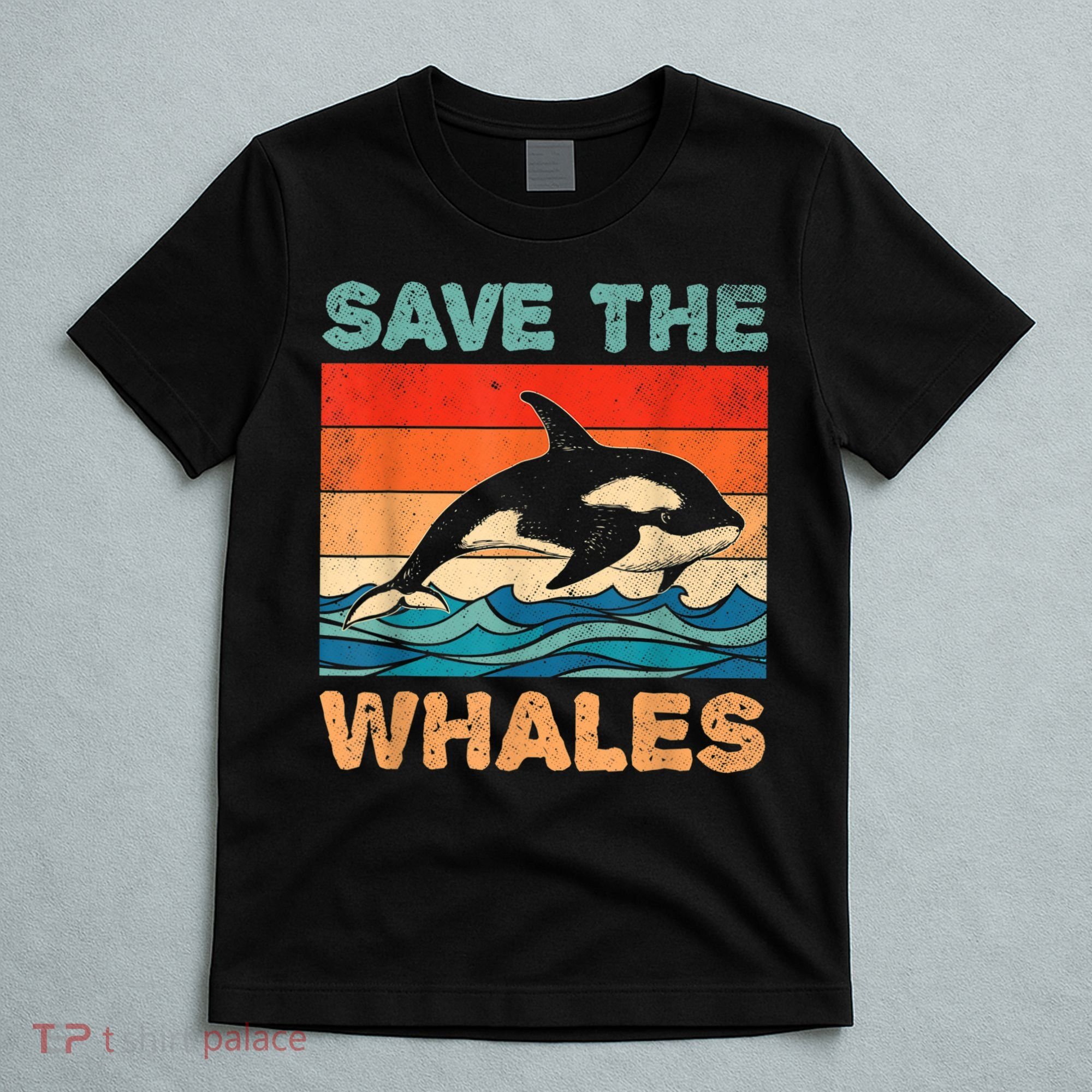 Save The Whales Retro Vintage Orca Whale T-Shirt