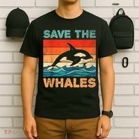 Save The Whales Retro Vintage Orca Whale T-Shirt thumb 6