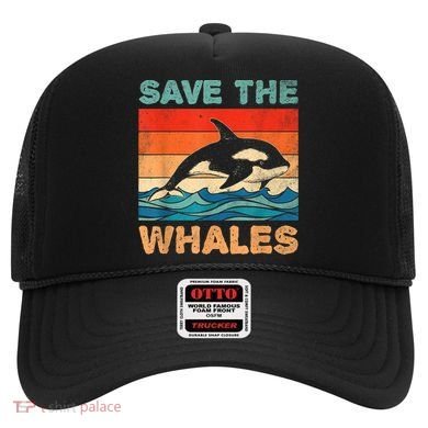 Save The Whales Retro Vintage Orca Whale Hat