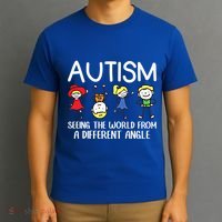 Seeing The World From A Different Angle Autism Awareness Day Gift T-Shirt thumb 3