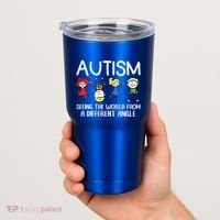 Seeing The World From A Different Angle Autism Awareness Day Gift Tumbler thumb 2