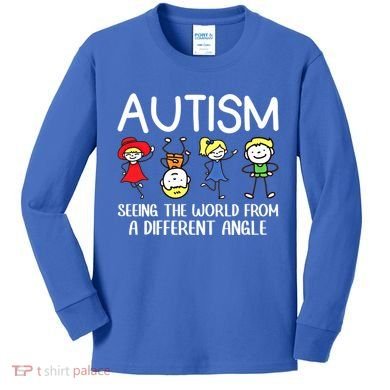 Seeing The World From A Different Angle Autism Awareness Day Gift Kids Long Sleeve Shirt