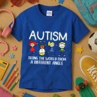 Seeing The World From A Different Angle Autism Awareness Day Gift Kids T-Shirt thumb 3