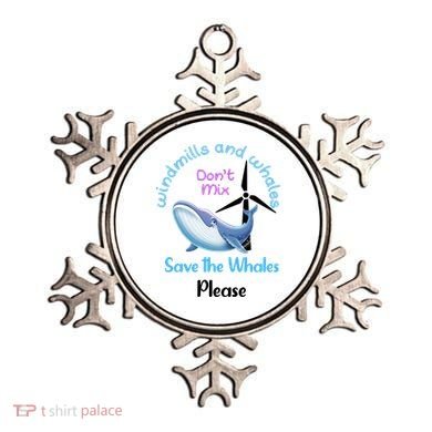 Save The Whales From Windmills In The Sea And Ocean Design Gift Ornament