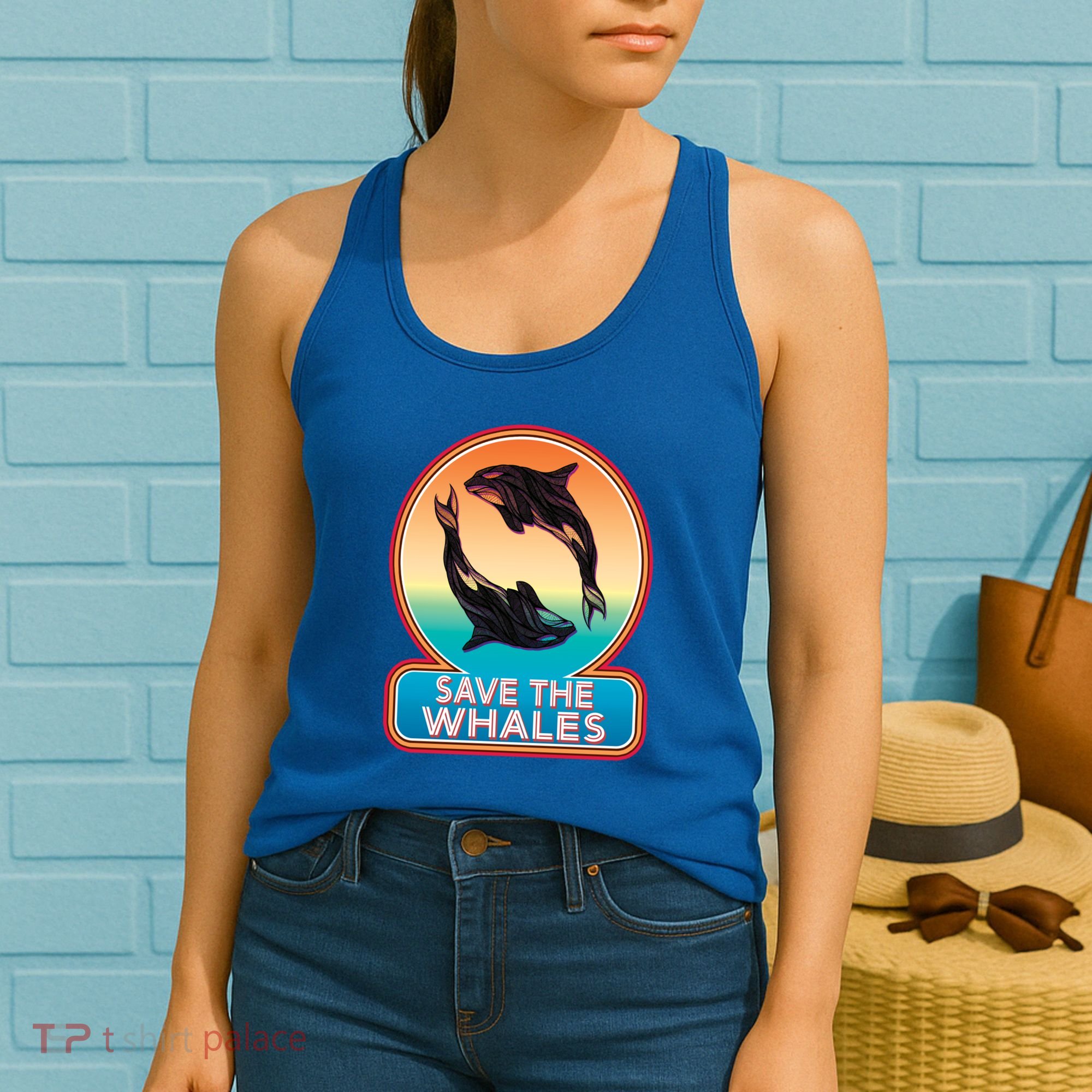 Save The Whale Gift Orca Killer Retro Whale Funny Gift Cool Gift Women's Tank Top