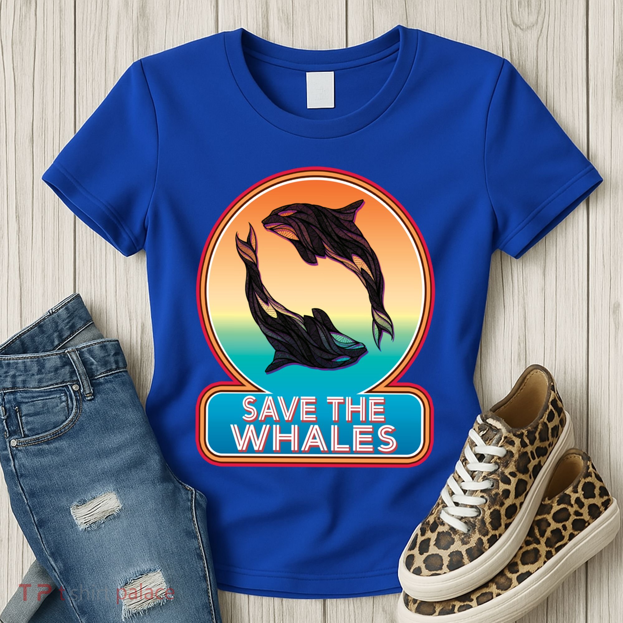 Save The Whale Gift Orca Killer Retro Whale Funny Gift Cool Gift Women's T-Shirt