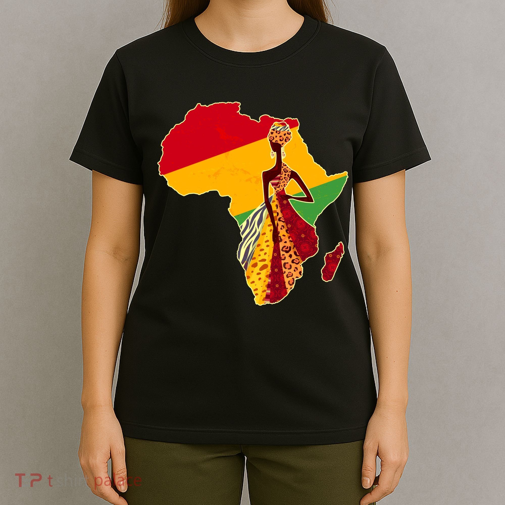 Stylish African Woman In Traditional Clothes Colors T-Shirt