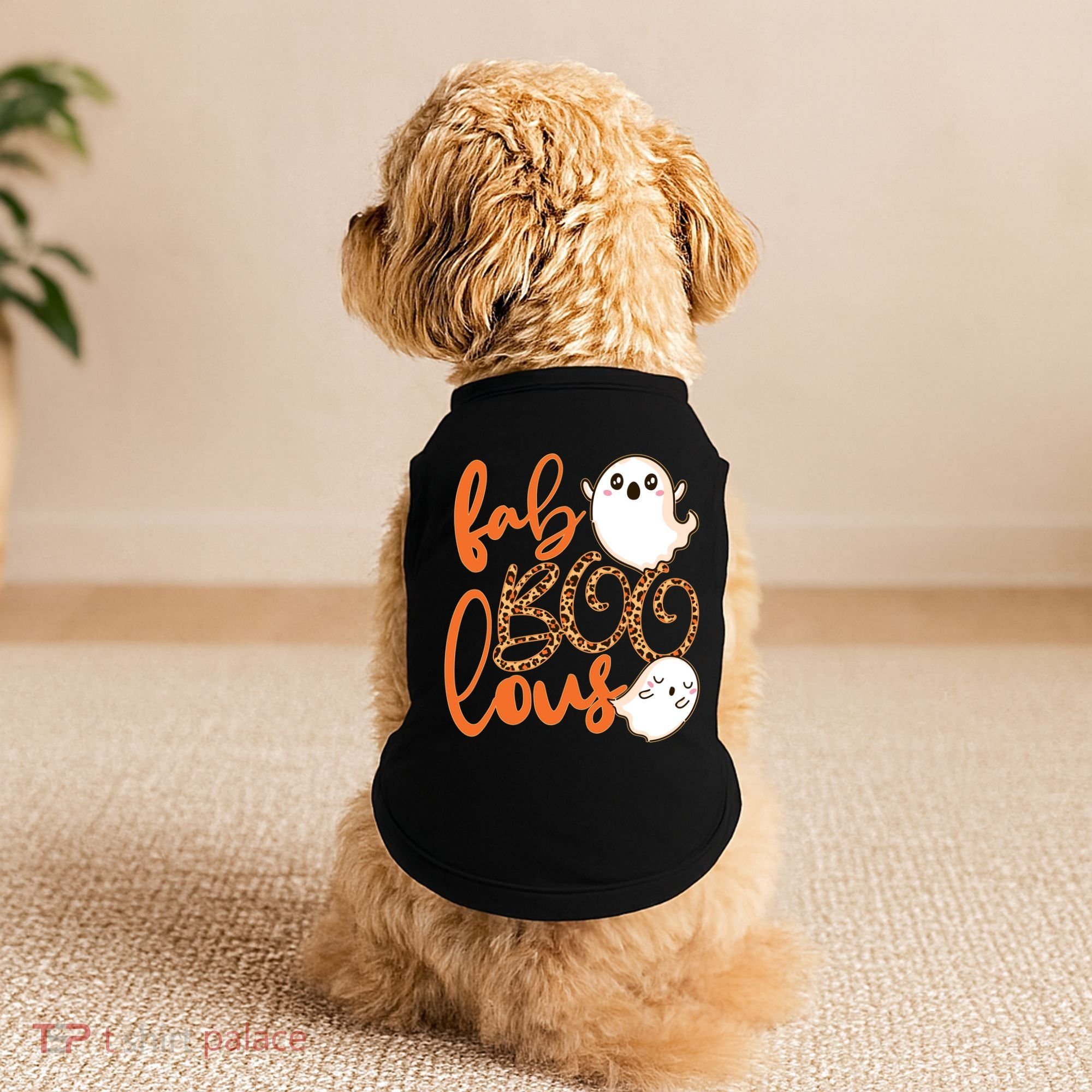 Stylish leopard Halloween Fab-BOO-lous Ghost Doggie Tank