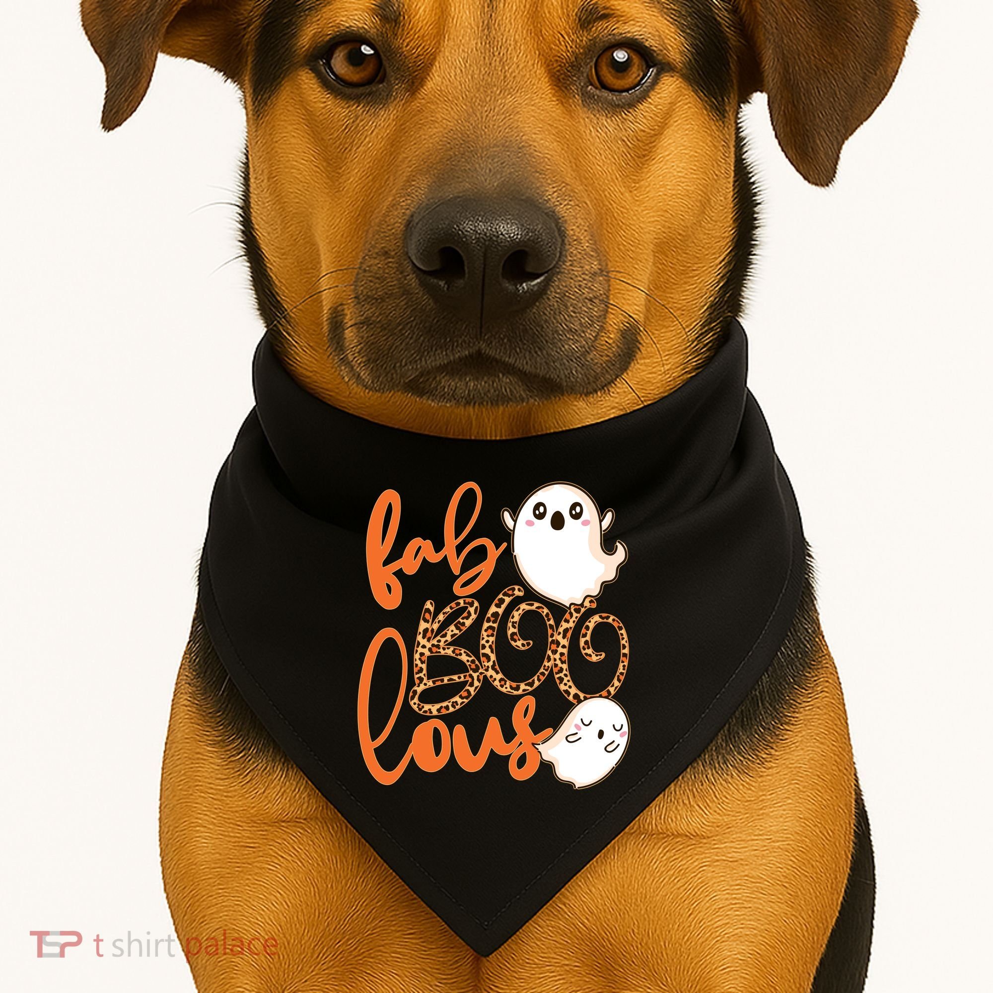 Stylish leopard Halloween Fab-BOO-lous Ghost USA-Made Doggie Bandana