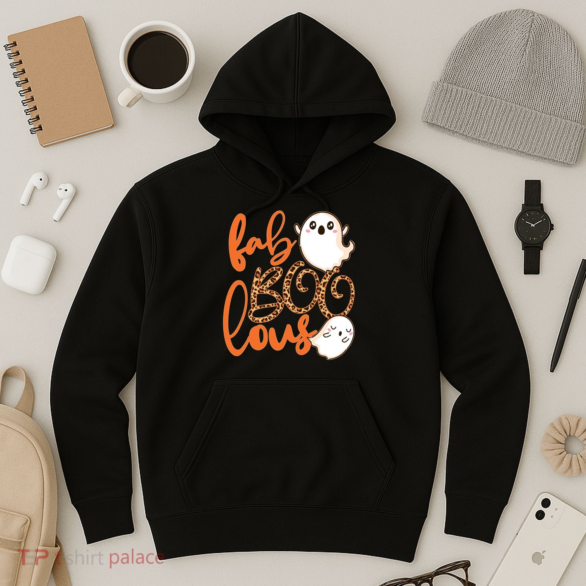 Stylish leopard Halloween Fab-BOO-lous Ghost Hoodie