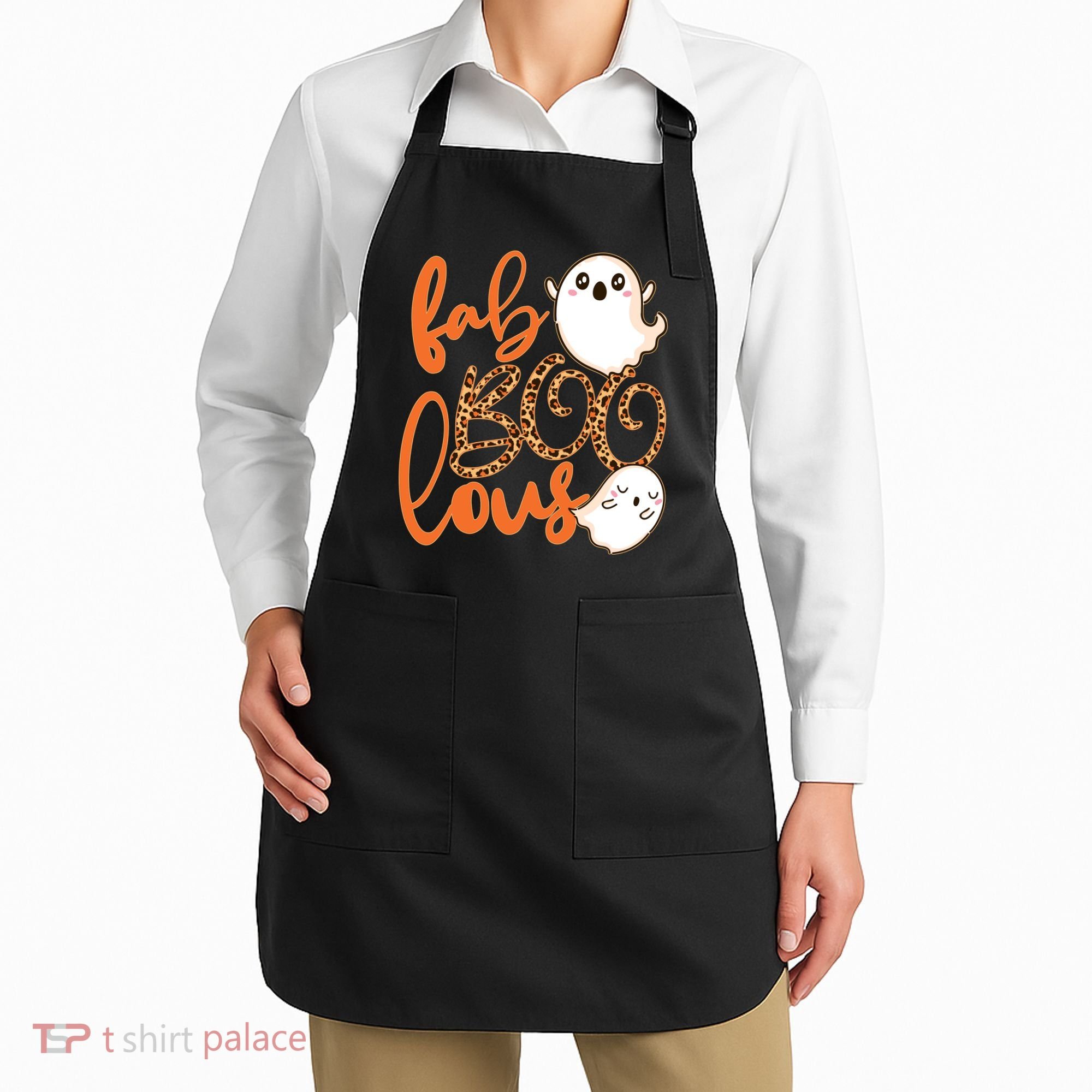 Stylish leopard Halloween Fab-BOO-lous Ghost Apron