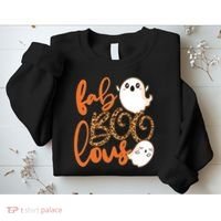 Stylish leopard Halloween Fab-BOO-lous Ghost Sweatshirt thumb 2