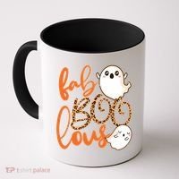 Stylish leopard Halloween Fab-BOO-lous Ghost Coffee Mug thumb 0